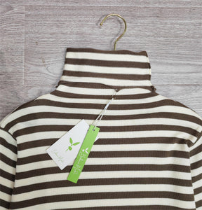 PureWear® - Neutral and Coffee Horizontal Striped Turtleneck Sweater