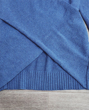 Santvarius® - Blue plain long sleeve sweater