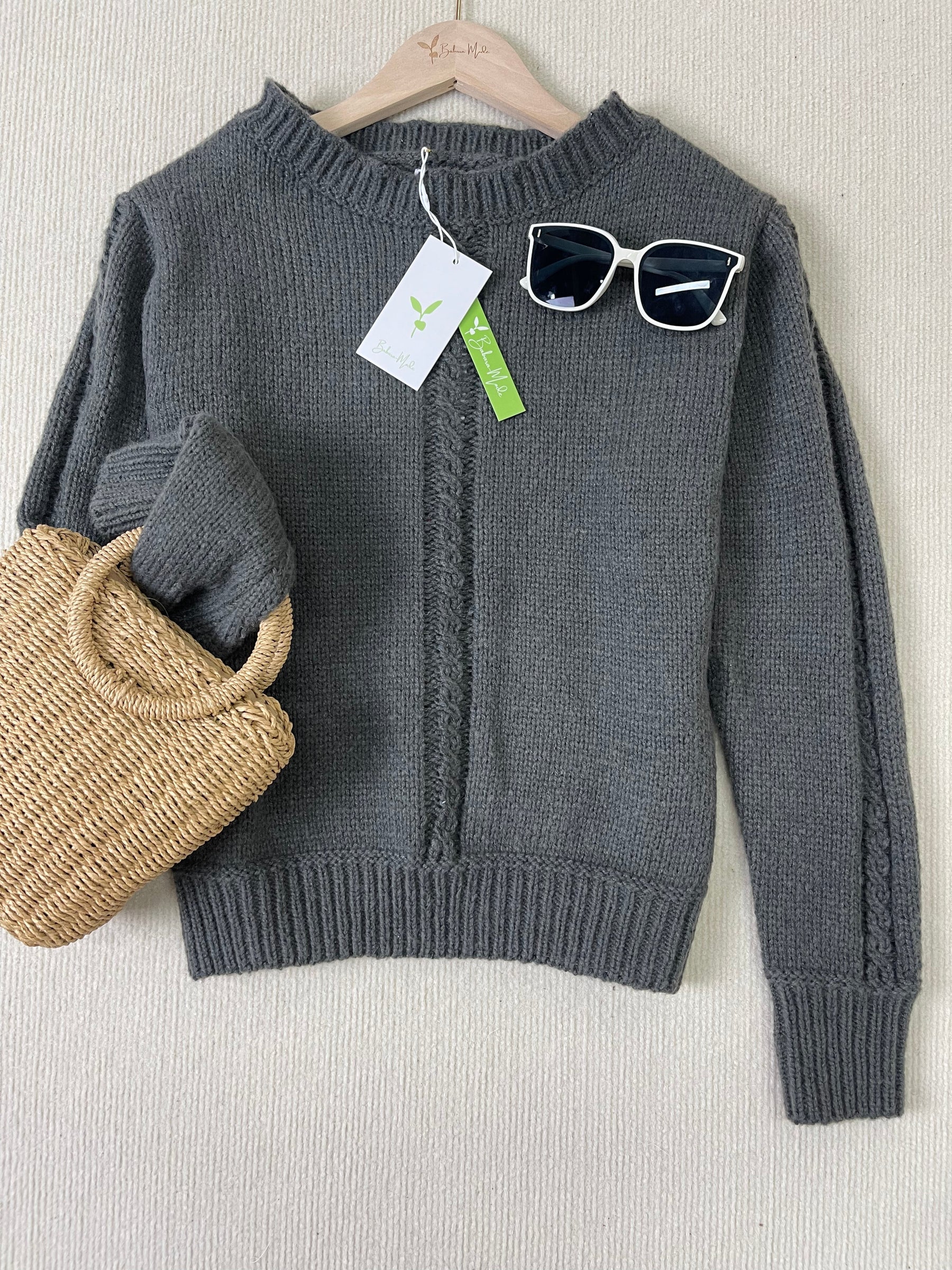 Naturlux® - Simple long-sleeved sweater with round neck