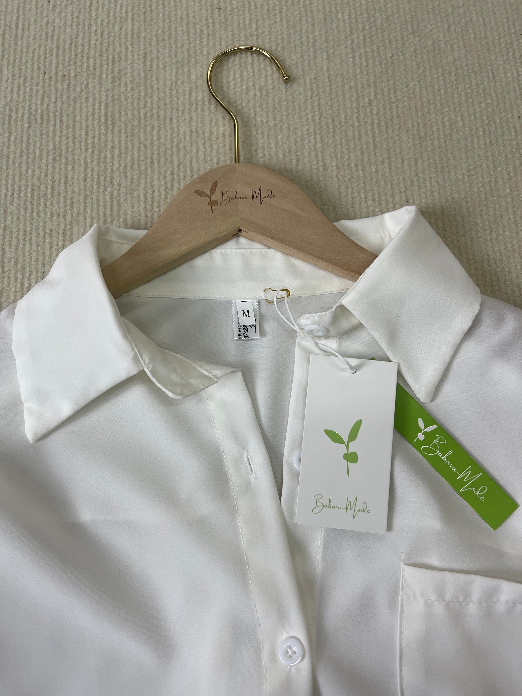 StrickSinn® - White plain shirt with collar and long sleeves