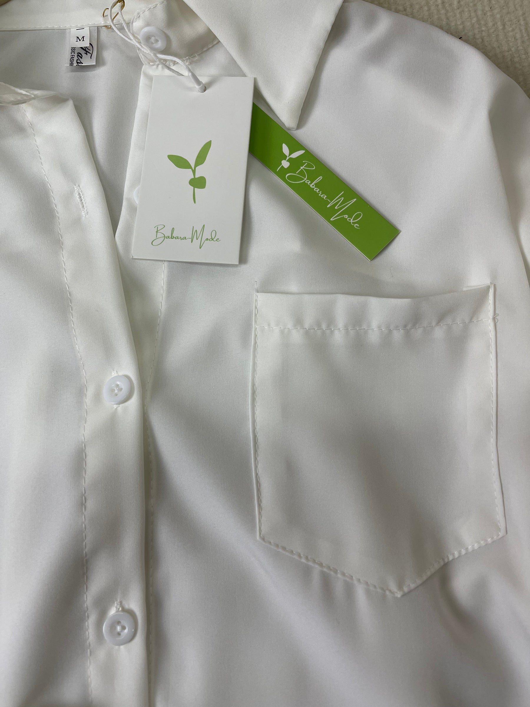 StrickSinn® - White plain shirt with collar and long sleeves