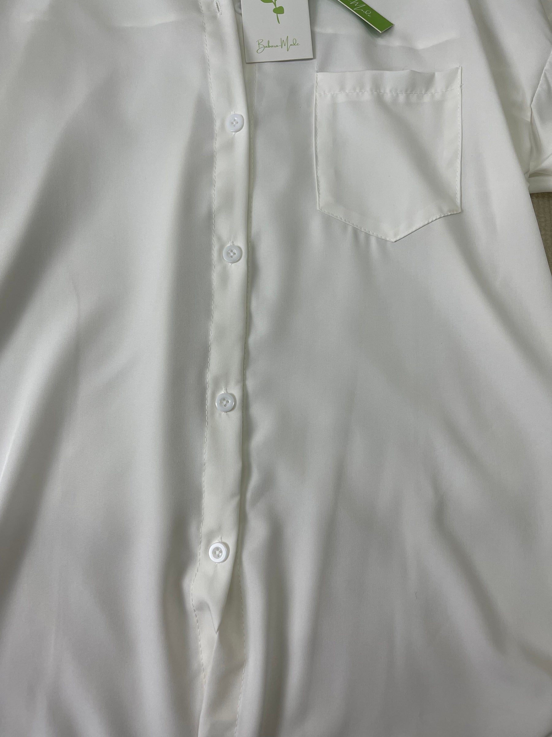 StrickSinn® - White plain shirt with collar and long sleeves