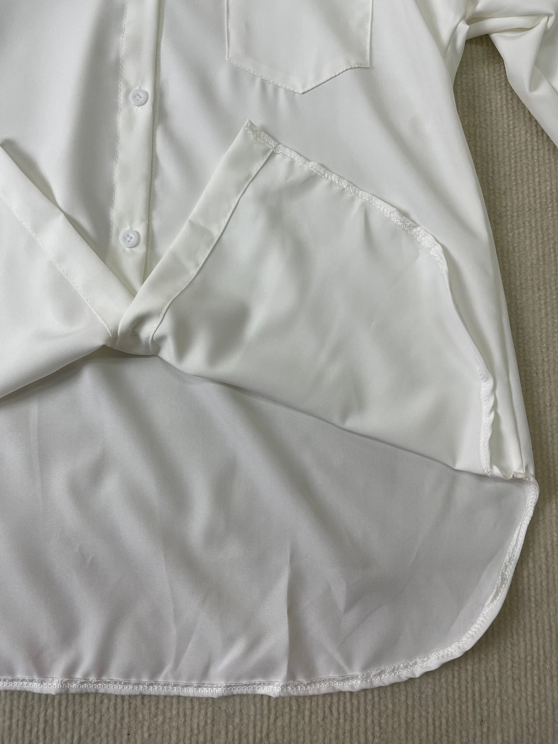 StrickSinn® - White plain shirt with collar and long sleeves