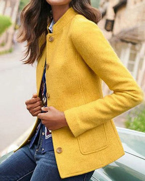 WinterTrend® - Yellow plain cardigan with long sleeves