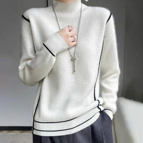 Naturlux® - White vintage sweater with high neck