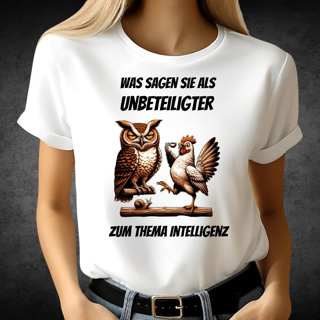 Was sagen Sie als Unbeteiligter | Lustiges Tier-Motiv Shirt | Humorvolles Eulen-Design | Witziges Statement Shirt für kalte Tage