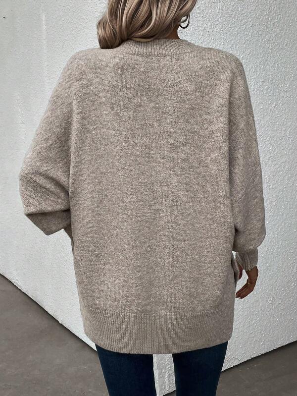 HerbstTrend® - Grey plain long-sleeved sweater