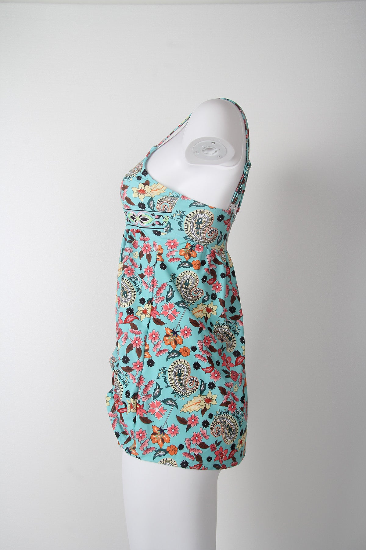 SpringStil® - Turquoise blue tankini swimsuit with floral print