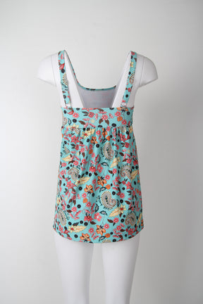 SpringStil® - Turquoise blue tankini swimsuit with floral print