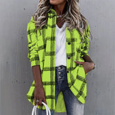 Neon check long jacket