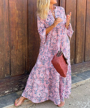 FallStil® - Pink maxi dress with cute print