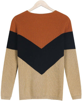 Monci® - Autumn colored chevron knit sweater