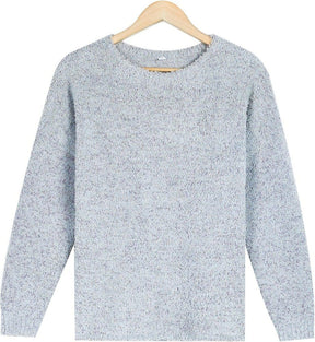 Naturlux® - Comfortable plain grey sweater with round neck