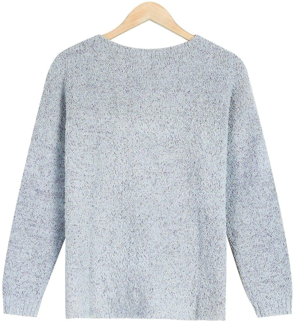 FallStil® - Comfortable plain grey sweater with round neck