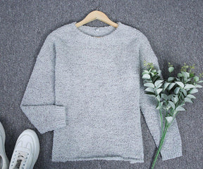 Naturlux® - Comfortable plain grey sweater with round neck