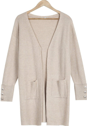 Monci® - Classic beige long sleeve pocket cardigan