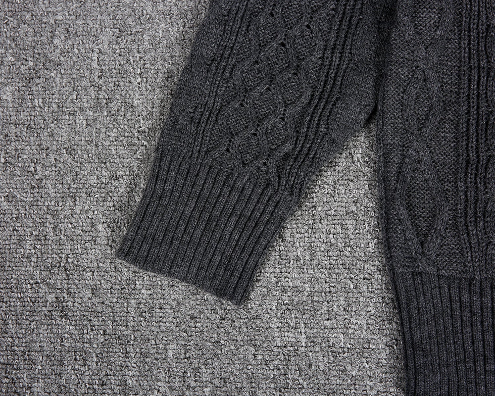 Even&amp;Vil® - Cohasset Slouchy Grey Cable Knit Sweater