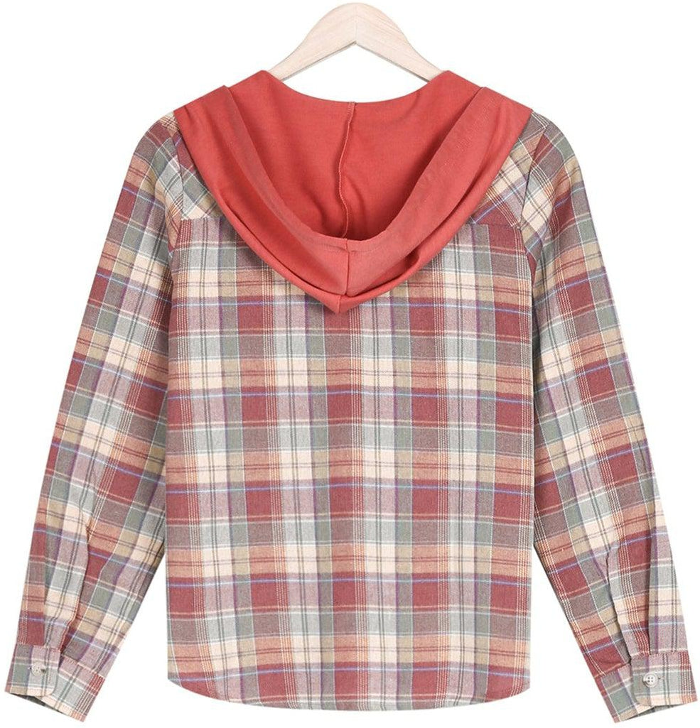 HerbstTrend® - 90s Check Hoodie Button Placket