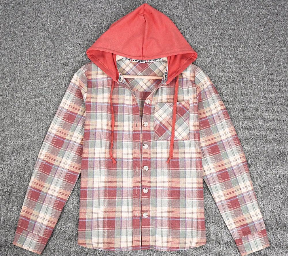 HerbstTrend® - 90s Check Hoodie Button Placket