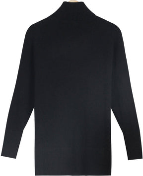 Monci® - Black plain long-sleeved sweater with high neck