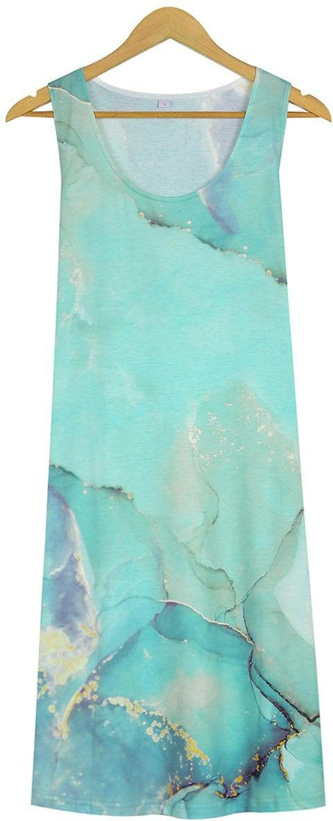 Purewear®- Ocean blue marble mini dress made from sea foam