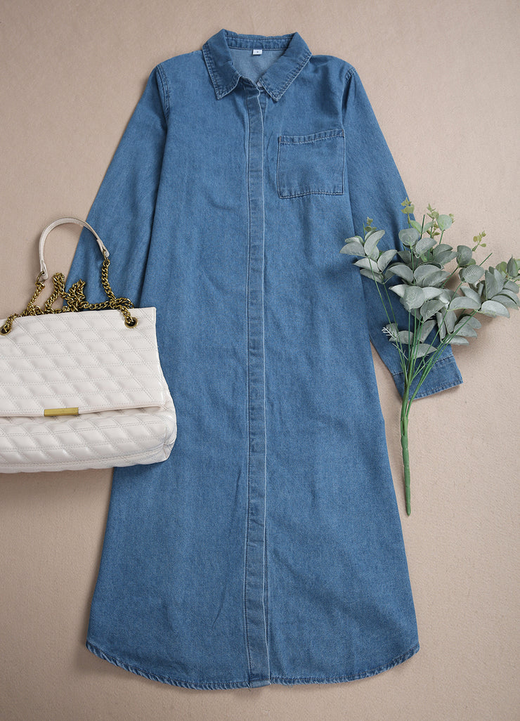 PureWear® - Oversized button-down midi dress in chambray denim