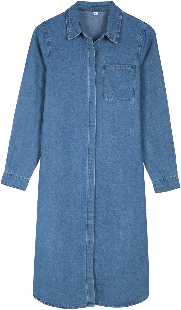 PureWear® - Oversized button-down midi dress in chambray denim