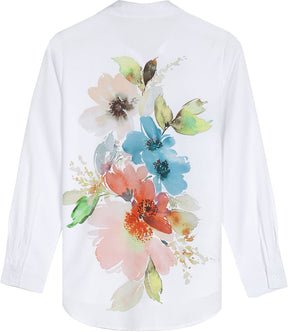 FallStil® - Watercolor flower button placket tunic blouse