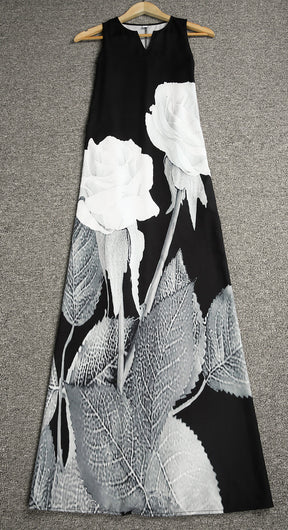 FallStil® - Sleeveless maxi dress with white roses