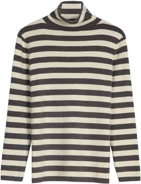 PureWear® - Neutral and Coffee Horizontal Striped Turtleneck Sweater