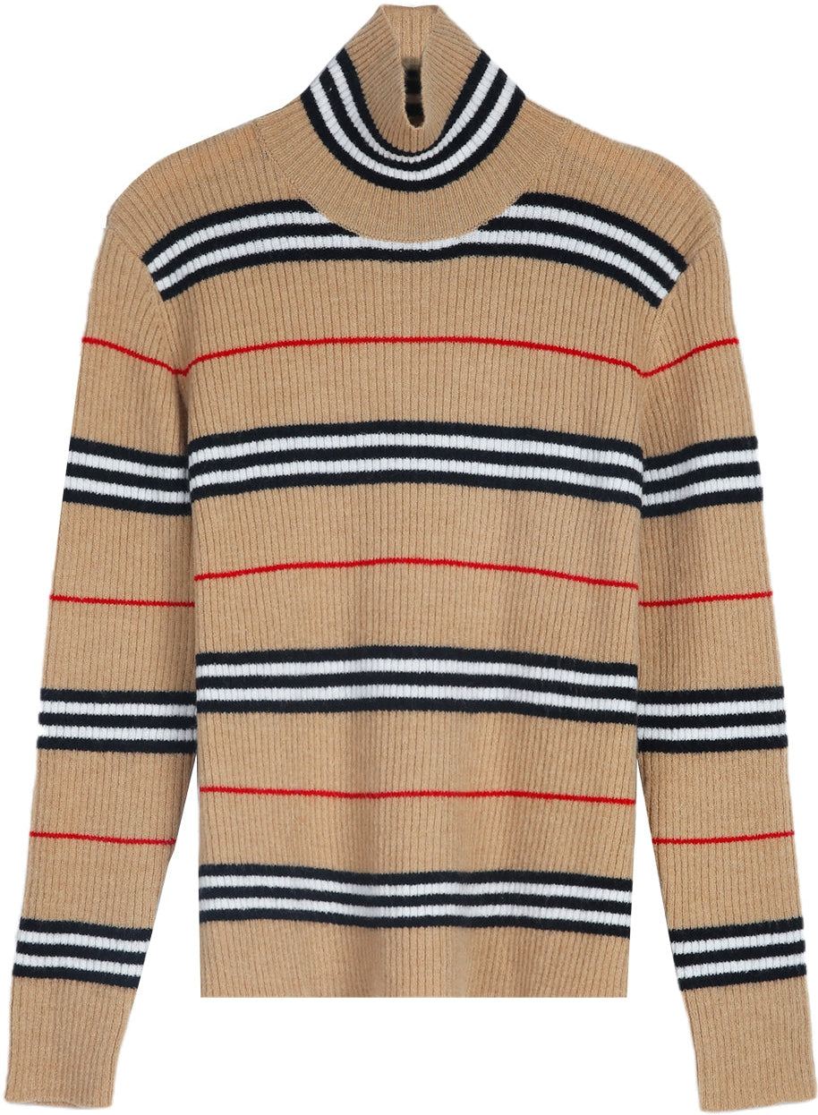 Lovja® - Neutral red and black striped checked sweater