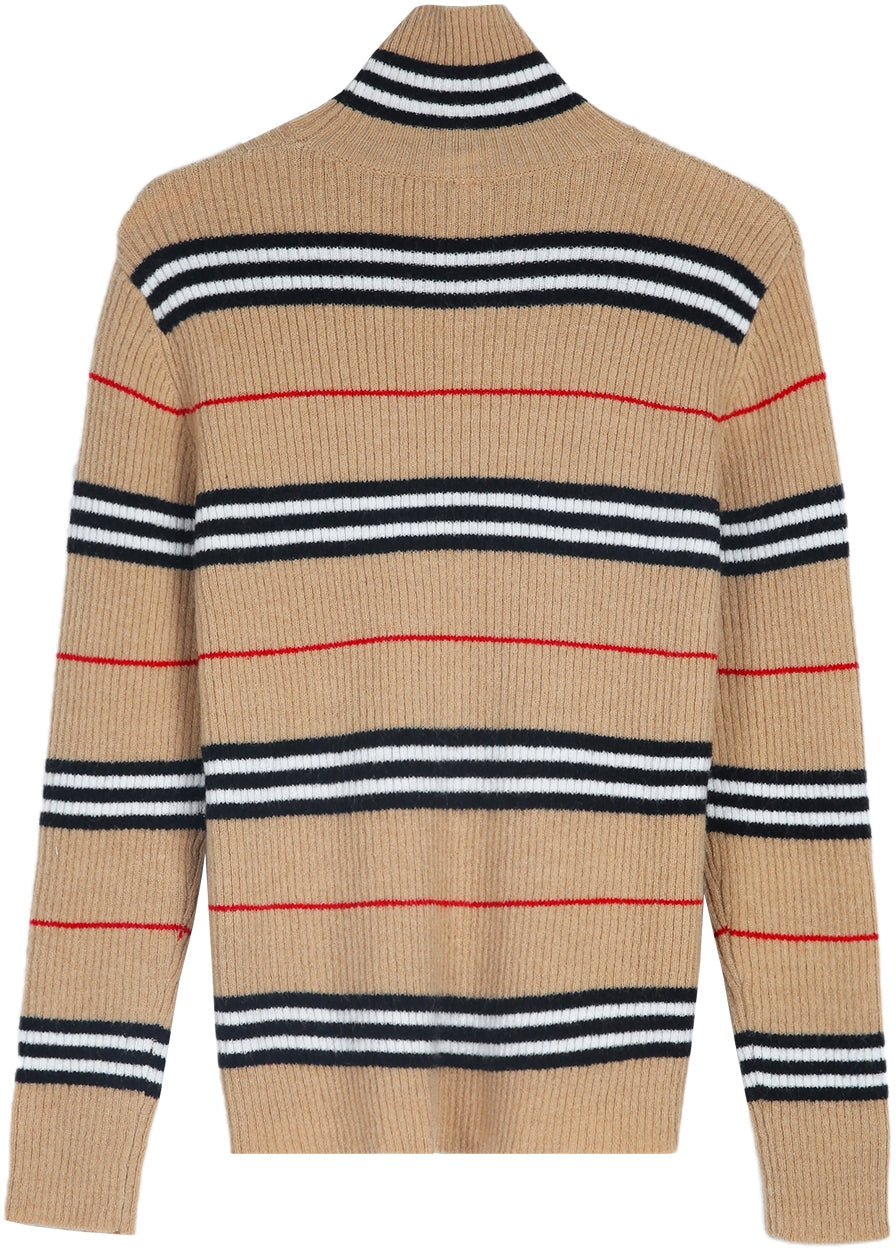 Lovja® - Neutral red and black striped checked sweater