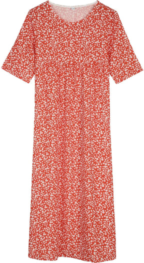 BioBlüte® - Blütenrausch a red midi dress with floral details