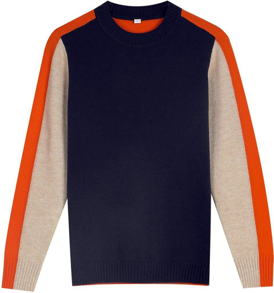 FallStil® - Navy and orange sweater with retro stripes 