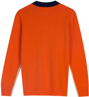 FallStil® - Navy and orange sweater with retro stripes 