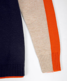 FallStil® - Navy and orange sweater with retro stripes 