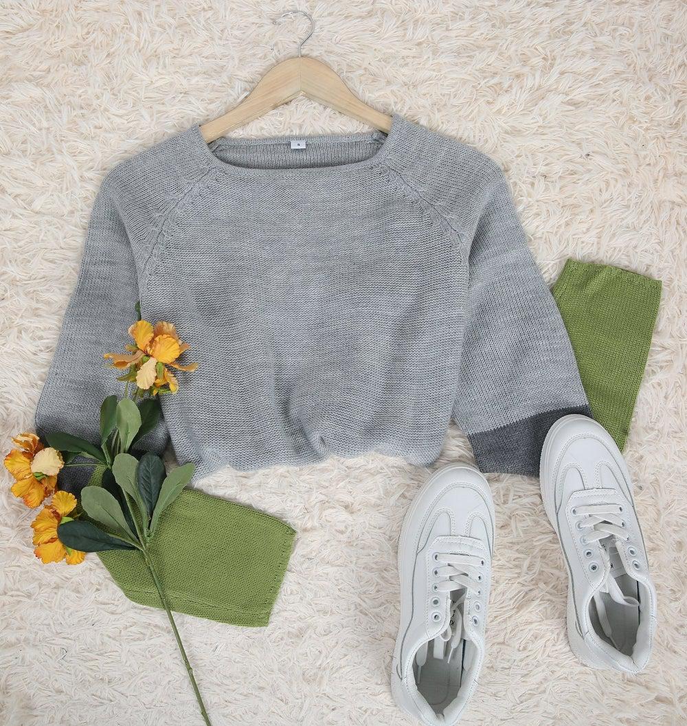 Monci® - Modern grey sweater with colour block