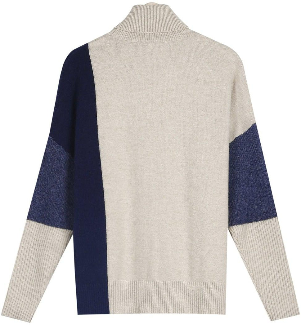 FallStil® - Comfortable high neck sweater with color block