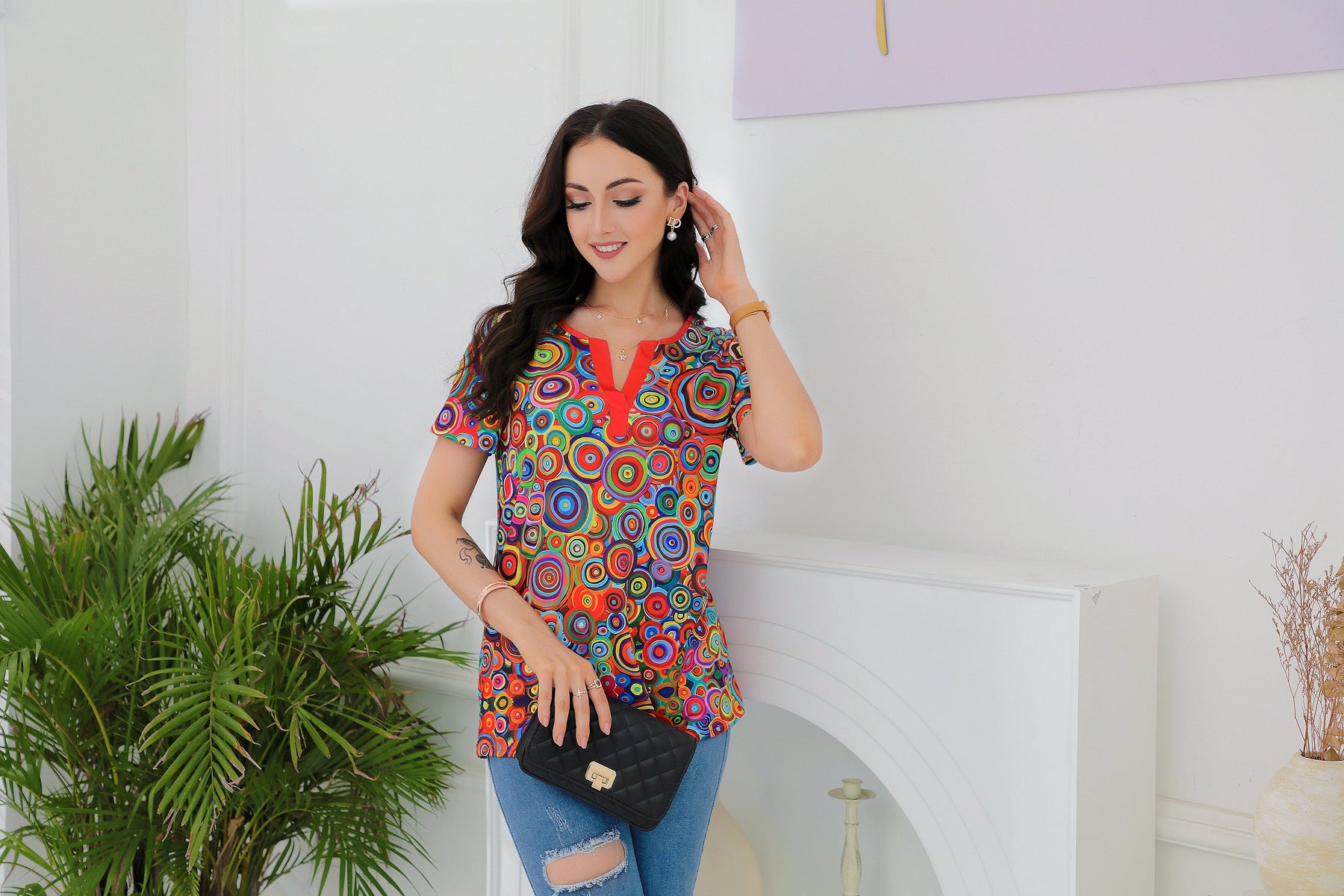 Naturlux® - Stylish multicolor short sleeve top