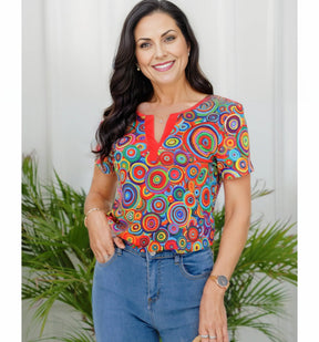 Naturlux® - Stylish multicolor short sleeve top