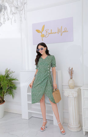 SpringStil® - Fresh short sleeve green midi dress