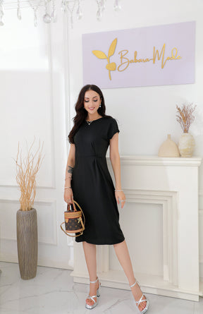 SpringStil® - Plain shift dress with knotted back neckline