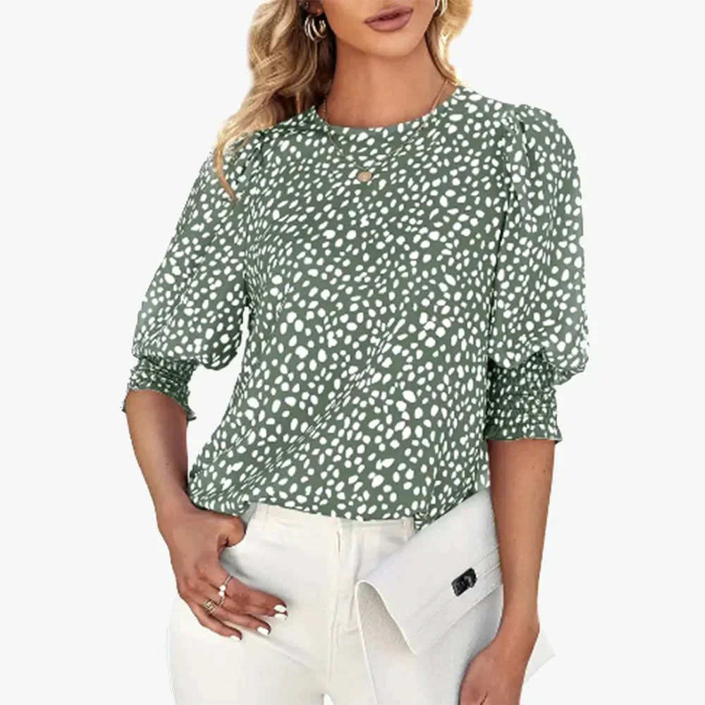 Naturlux® - Green Print Round Neck Top