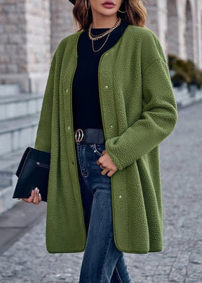 WinterTrend® - Green plain cardigan with long sleeves