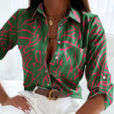 Lovja® - Emerald green &amp; pink marbled blouse top