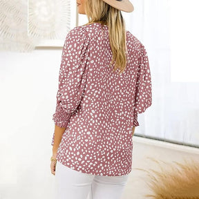 Naturlux® - Pink V-neck Print Round Neck Top