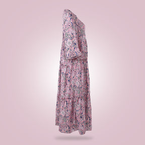 FallStil® - Pink maxi dress with cute print