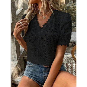 Elegance Black Short Sleeve Top