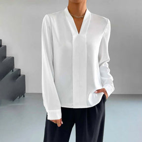 FallStil® - White plain V-neck top