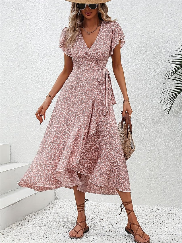 PinkFlair Midi Dress